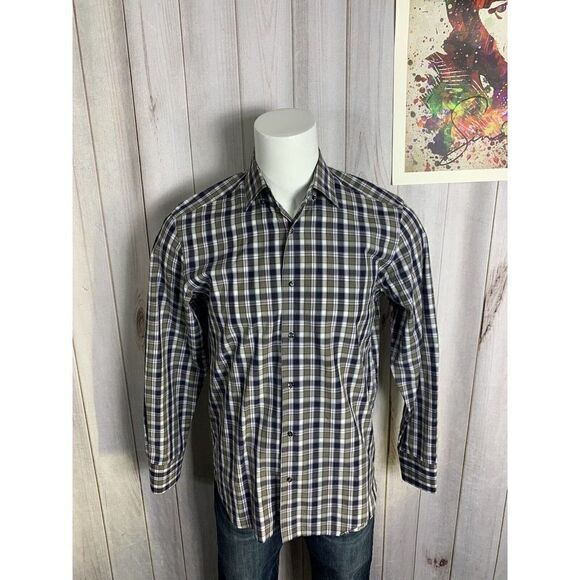 Saks 5th Avenue NY Men's Button Down Long Sleeve Check Dress Shirt Size Medium - Picture 1 of 16